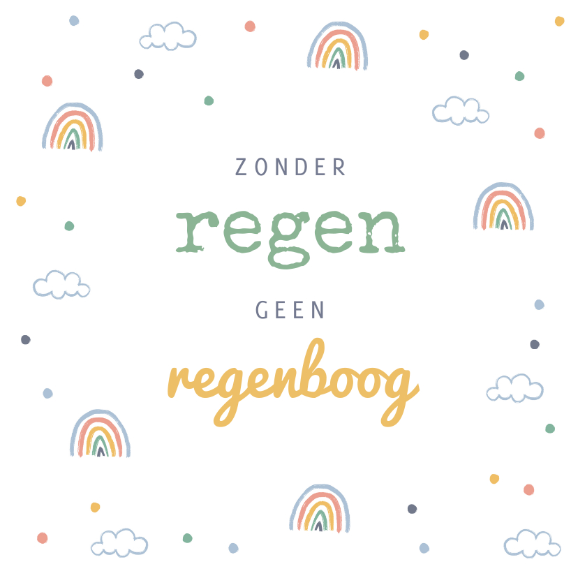 Wenskaarten - Zomaar kaart regenboog wolk sterkte dikke knuffel