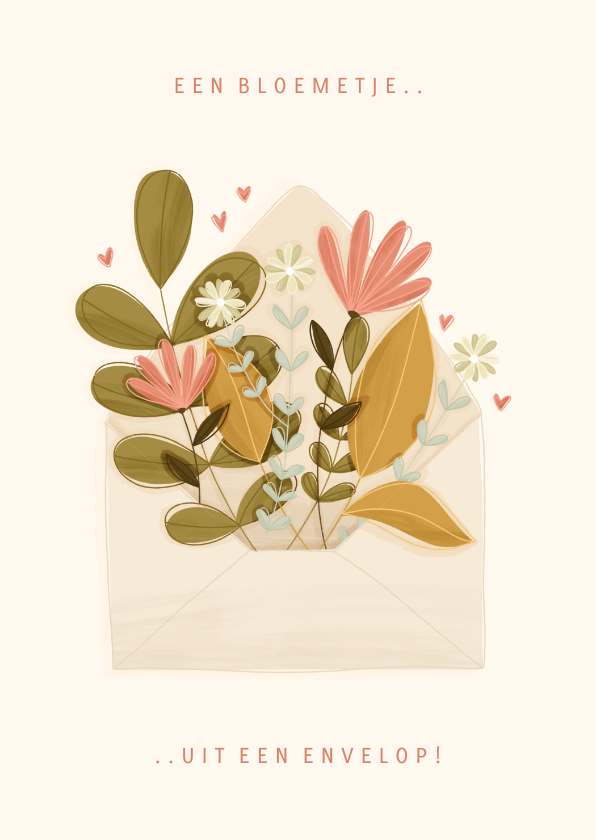 Wenskaarten - Zomaar kaartje een bloemetje uit een envelop