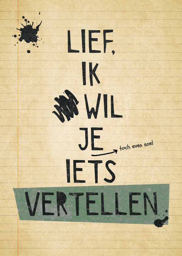 Zomaar kaartje - Ik wil je iets vertellen - met retro foto - Wenskaarten Wenskaarten - Zomaar kaartje - Ik wil je iets vertellen - met retro foto