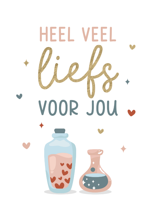 Zomaar kaartje met hartjes en sterretjes - Wenskaarten Wenskaarten - Zomaar kaartje met hartjes en sterretjes