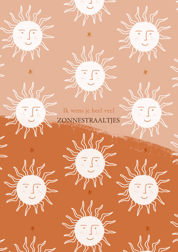 Wenskaarten - Zomaar kaartje positiviteit zonnetjes in roest