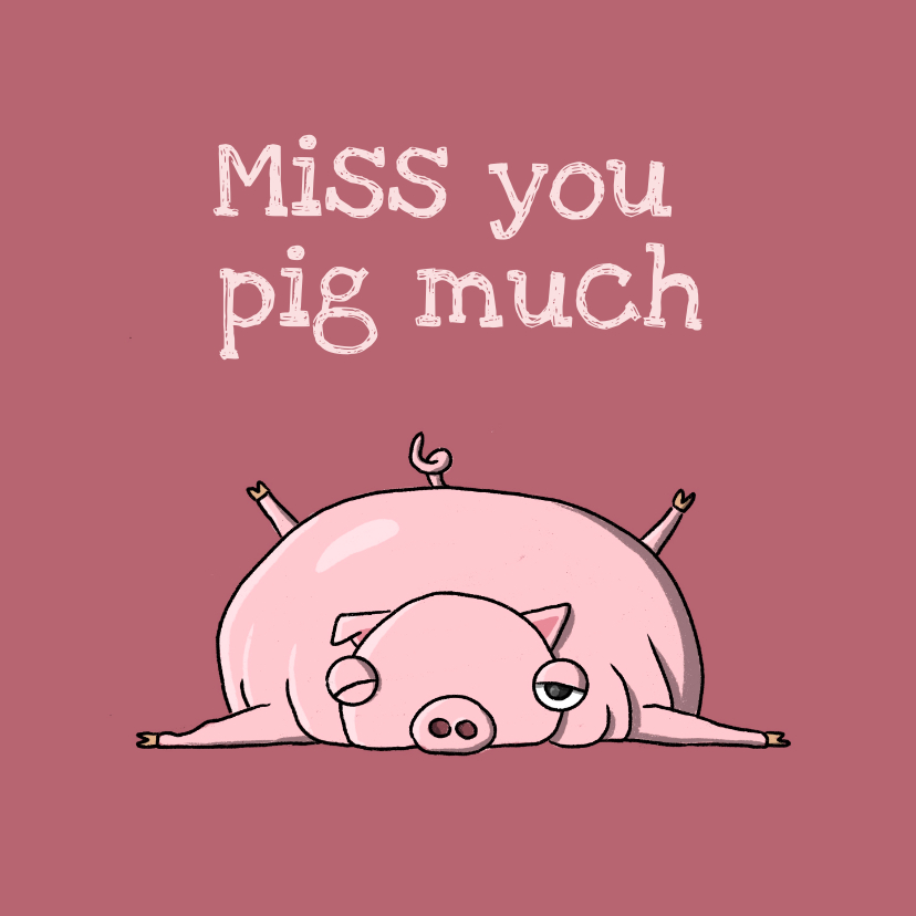 Wenskaarten - Zomaar miss you pig much kaart