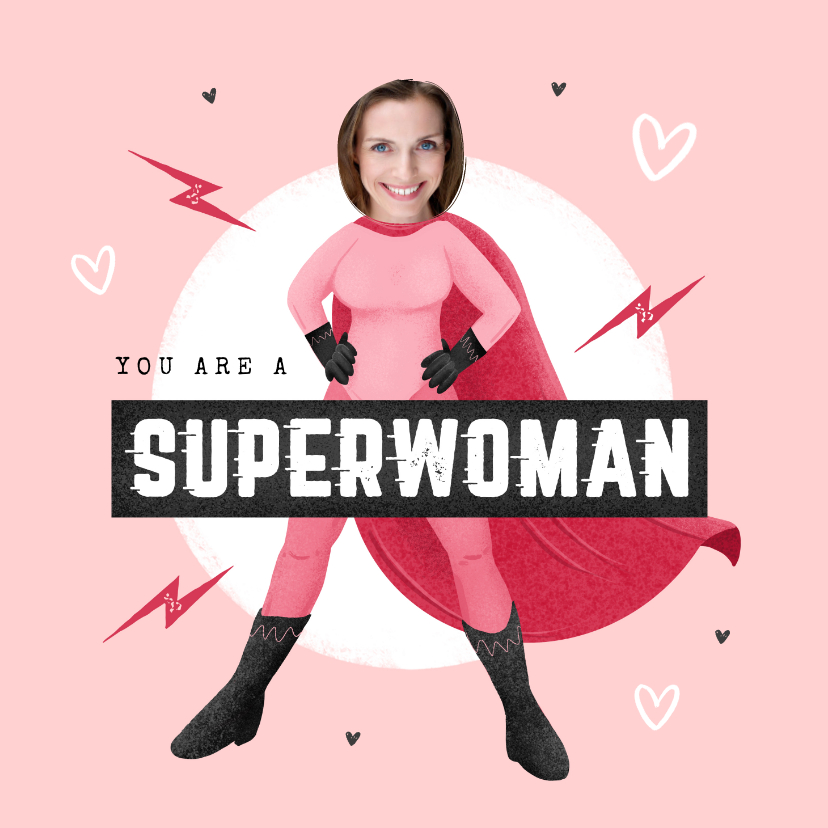Wenskaarten - Zomaar superwoman grappig foto held vrouw