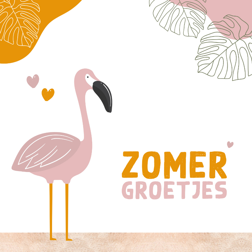 Wenskaarten - Zomaar - zomerse groetjes flamingo