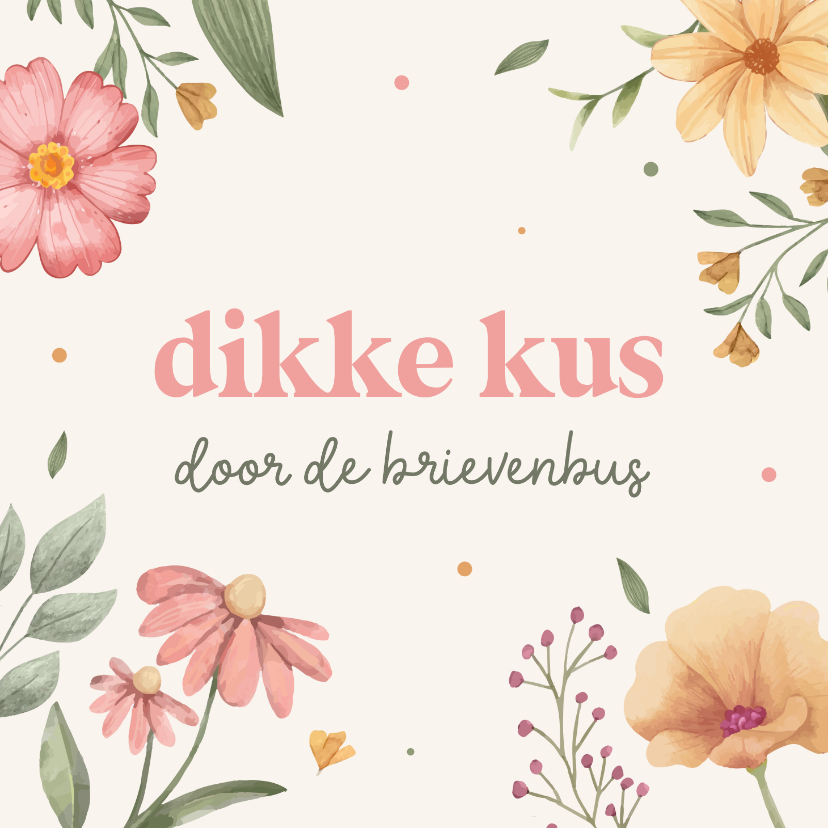 Zomaarkaart met kleurrijke getekende bloemen - Wenskaarten Wenskaarten - Zomaarkaart met kleurrijke getekende bloemen