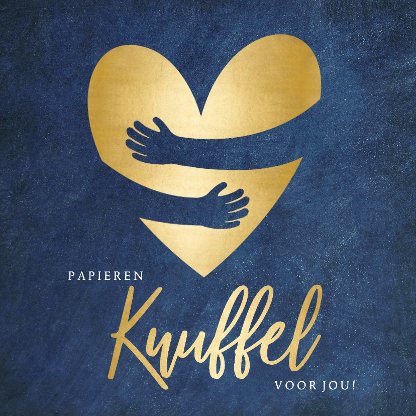 Wenskaarten - Zomaarkaart papieren knuffel met gouden hart