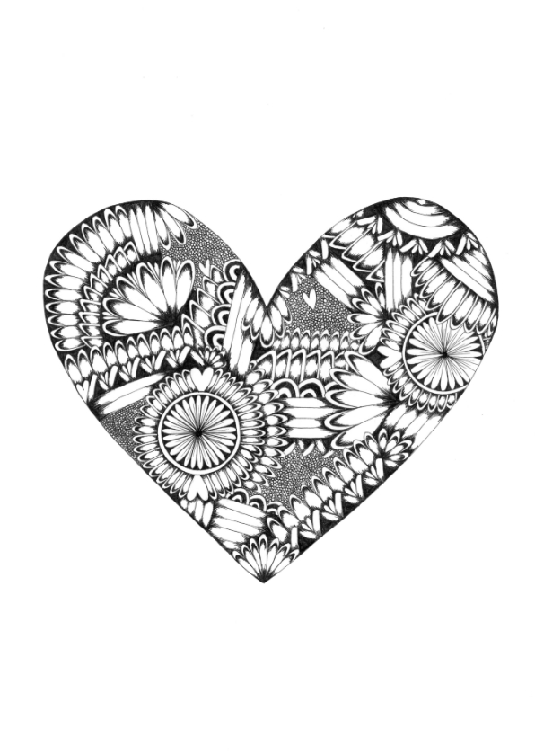 Hart zwart/wit illustratie - Woonkaarten Woonkaarten - Hart zwart/wit illustratie