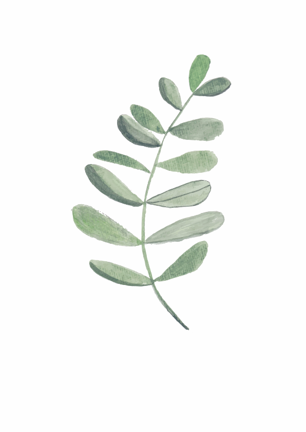 Woonkaart met een botanisch blad in waterverf - Woonkaarten Woonkaarten - Woonkaart met een botanisch blad in waterverf