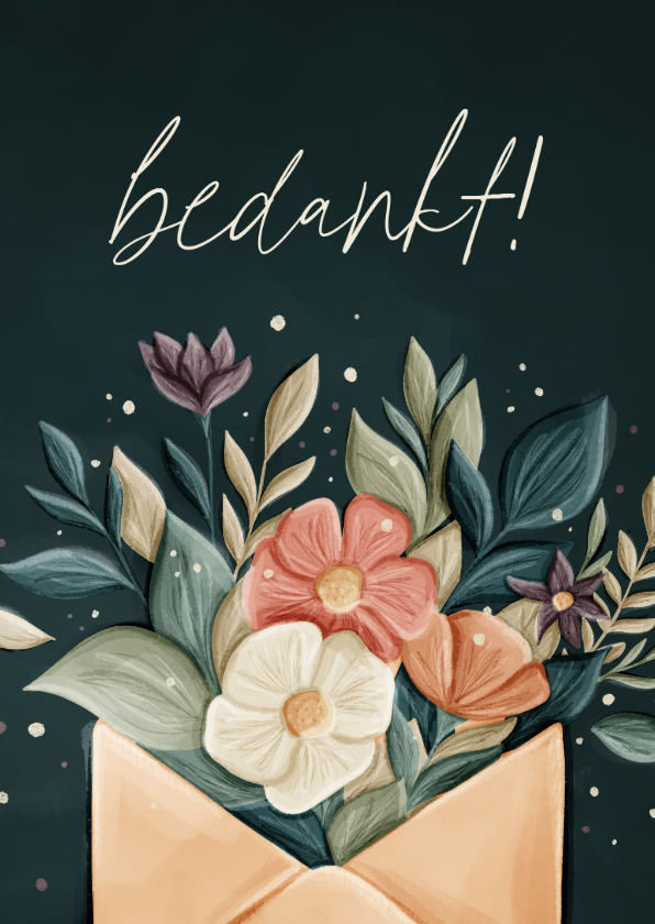 Bedankkaart zakelijk envelop met bloemen - Zakelijke kaarten Zakelijke kaarten - Bedankkaart zakelijk envelop met bloemen
