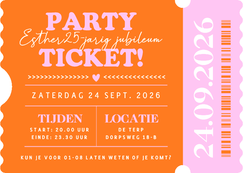 Hippe ticket vorm uitnodiging jubileum - Zakelijke kaarten Zakelijke kaarten - Hippe ticket vorm uitnodiging jubileum