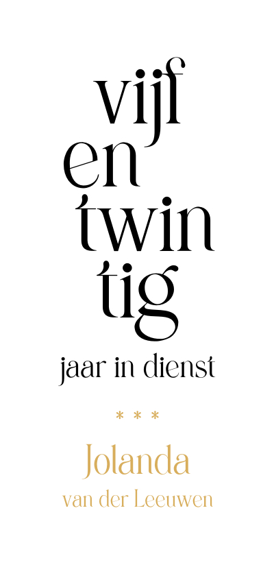 Jubileum 25 medewerker typografisch - Zakelijke kaarten Zakelijke kaarten - Jubileum 25 medewerker typografisch