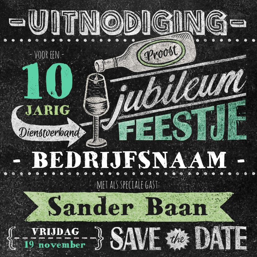 Jubileum werknemer krijtbord stijlvol - Zakelijke kaarten Zakelijke kaarten - Jubileum werknemer krijtbord stijlvol
