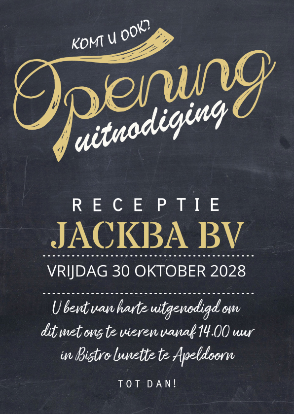 Zakelijke kaarten - Opening krijtbord goudlook