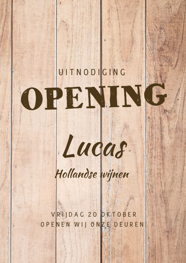 Openingskaart met steigerhout - Zakelijke kaarten Zakelijke kaarten - Openingskaart met steigerhout