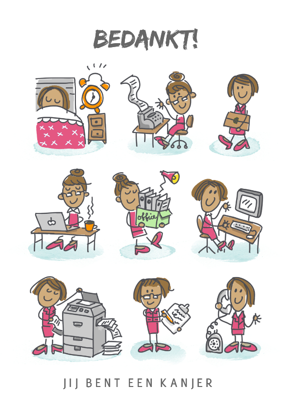 Zakelijke kaarten - Secretaressekaart met aanpasbare haar- en huidskleur