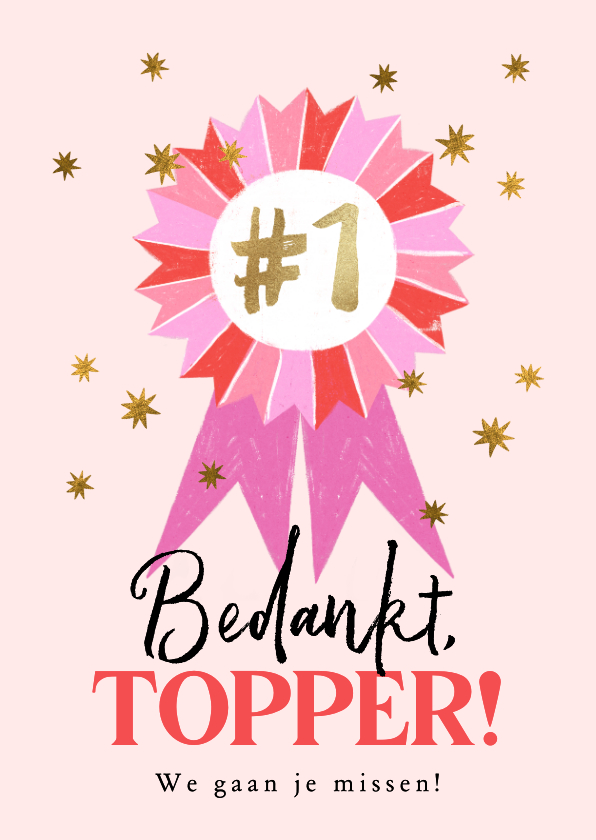 Zakelijke kaarten - Trendy kaart bedankt werknemer vaandel 1 sterren goud