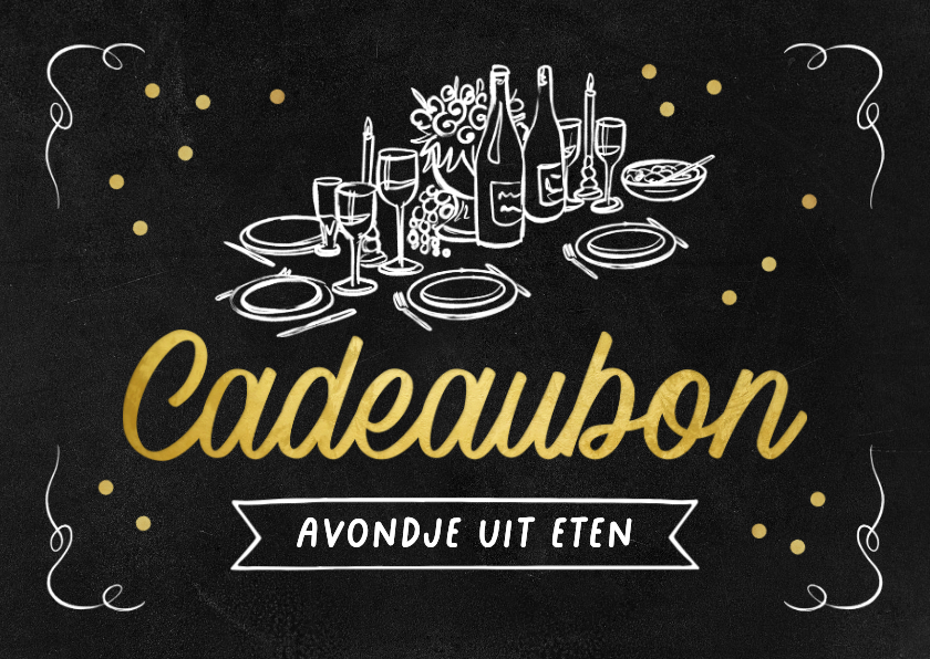 Zakelijke cadeaubon diner etentje goud doodle algemeen - Zakelijke kaarten Zakelijke kaarten - Zakelijke cadeaubon diner etentje goud doodle algemeen