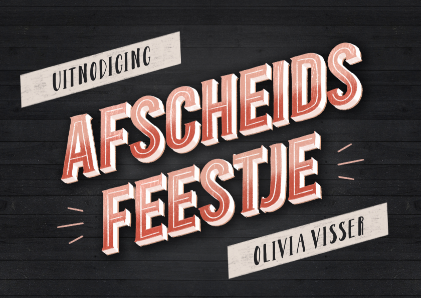 Zakelijke uitnodiging afscheidsfeestje hout en vintage look - Zakelijke kaarten Zakelijke kaarten - Zakelijke uitnodiging afscheidsfeestje hout en vintage look
