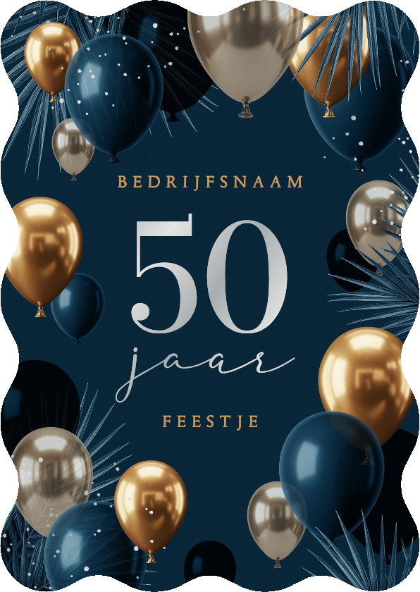 Zakelijke kaarten - Zakelijke uitnodiging jubileum ballonnen blauw
