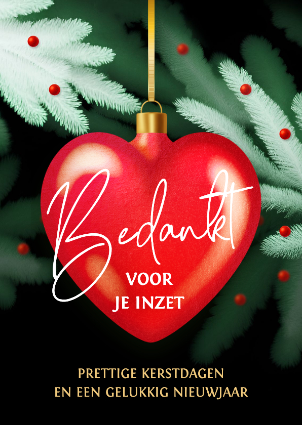Bedankt kerstkaart rood hart zakelijk - Zakelijke kerstkaarten Zakelijke kerstkaarten - Bedankt kerstkaart rood hart zakelijk