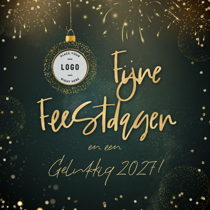 Zakelijke kerstkaarten - Chique kerstkaart met goudlook tekst confetti en vuurwerk