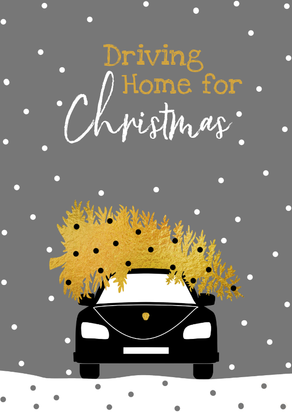 Zakelijke kerstkaarten - Driving Home For Christmas met boom en auto