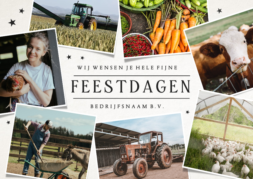 Zakelijke kerstkaarten - Eenvoudige zakelijke fotocollage kerstkaart met 7 foto's