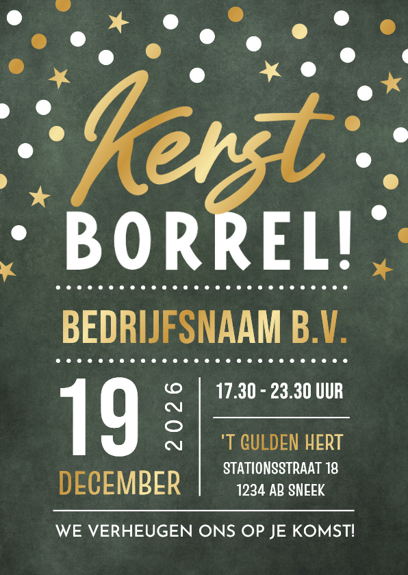 Feestelijke uitnodiging kerstborrel zakelijk met foliedruk - Zakelijke kerstkaarten Zakelijke kerstkaarten - Feestelijke uitnodiging kerstborrel zakelijk met foliedruk