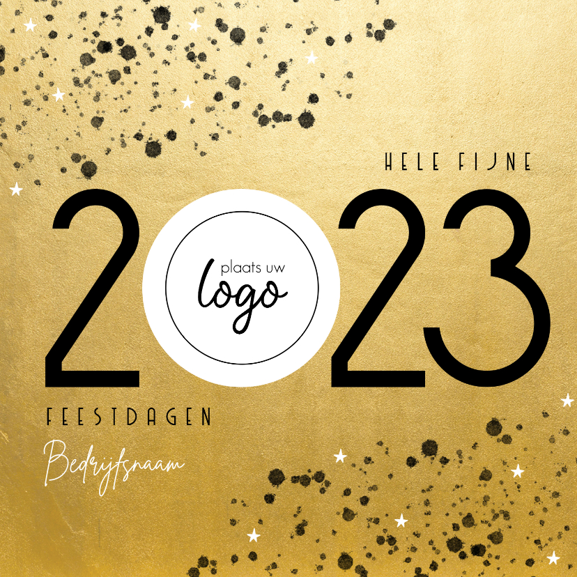 Goudlook zakelijke kerstkaart 2023 met logo en spetters - Zakelijke kerstkaarten Zakelijke kerstkaarten - Goudlook zakelijke kerstkaart 2023 met logo en spetters