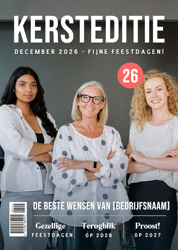 Grappige zakelijke kerstkaart in tijdschrift stijl - Zakelijke kerstkaarten Zakelijke kerstkaarten - Grappige zakelijke kerstkaart in tijdschrift stijl