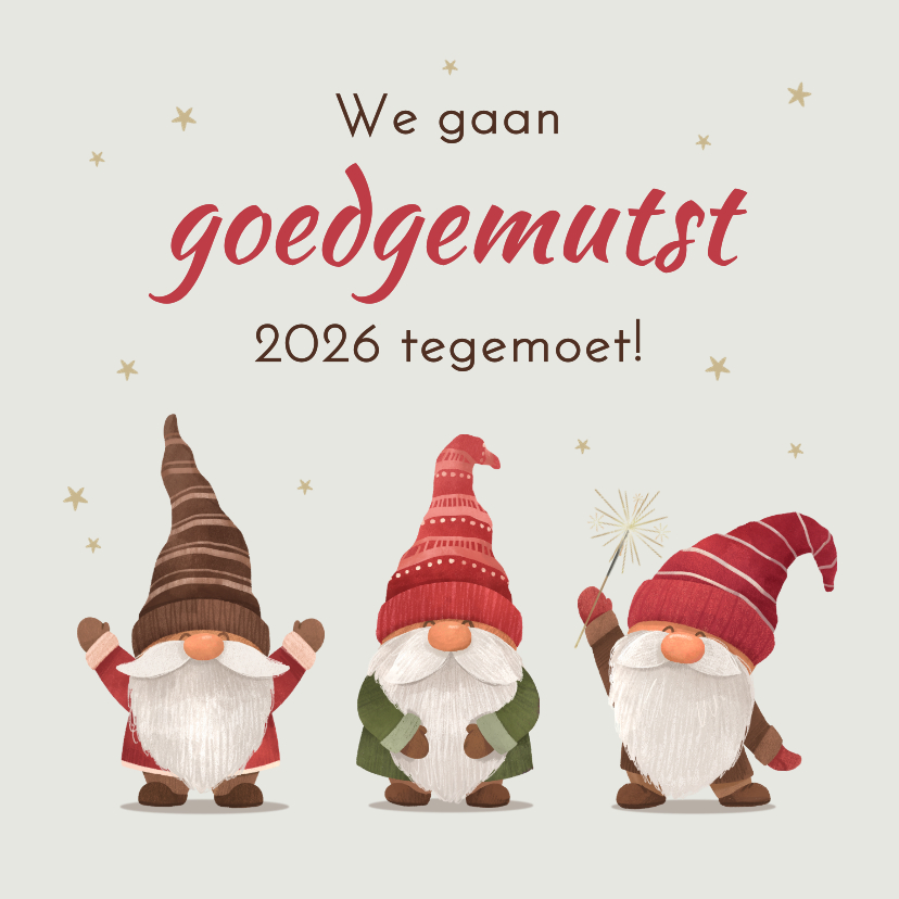 Zakelijke kerstkaarten - Grappige zakelijke kerstkaart kabouters goedgemutst 2027