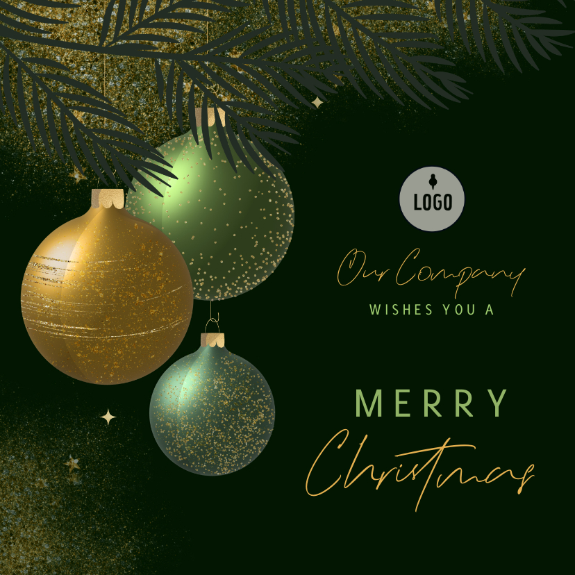 Zakelijke kerstkaarten - Kerst chique zakelijk internationaal sprankelend goud groen