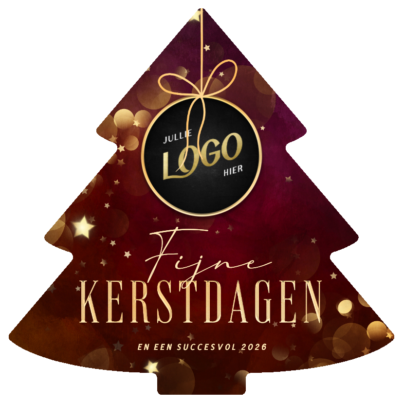 Zakelijke kerstkaarten - Kerstboom kaart zakelijk met logo kerstbal en sterren