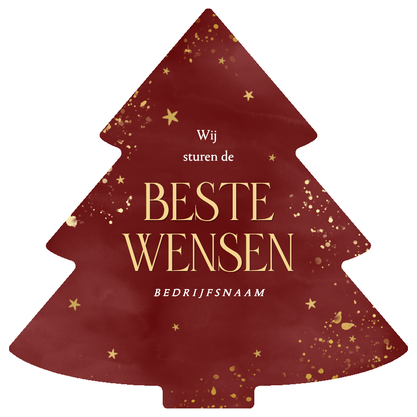 Kerstboom kerstkaart zakelijk beste wensen rode waterverf - Zakelijke kerstkaarten Zakelijke kerstkaarten - Kerstboom kerstkaart zakelijk beste wensen rode waterverf