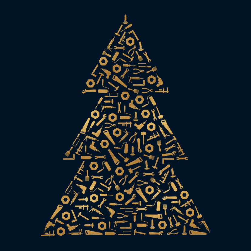 Kerstboom van gereedschap voor klusbedrijf - Zakelijke kerstkaarten Zakelijke kerstkaarten - Kerstboom van gereedschap voor klusbedrijf