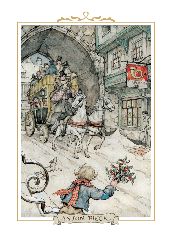 Kerstkaart - Anton Pieck illustratie postkoets - Zakelijke kerstkaarten Zakelijke kerstkaarten - Kerstkaart - Anton Pieck illustratie postkoets