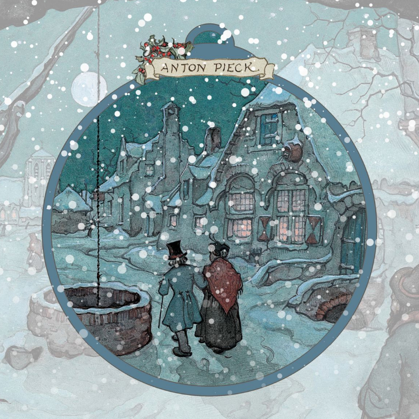 Zakelijke kerstkaarten - Kerstkaart - Anton Pieck koppel in sneeuw in de nacht