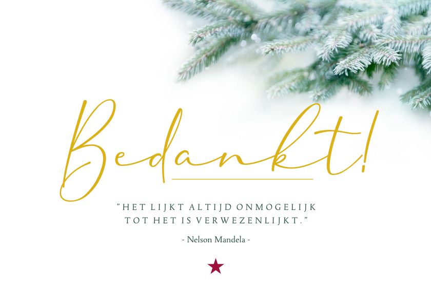 Kerstkaart 'Bedankt' goudfolie en dennentakjes - Zakelijke kerstkaarten Zakelijke kerstkaarten - Kerstkaart 'Bedankt' goudfolie en dennentakjes