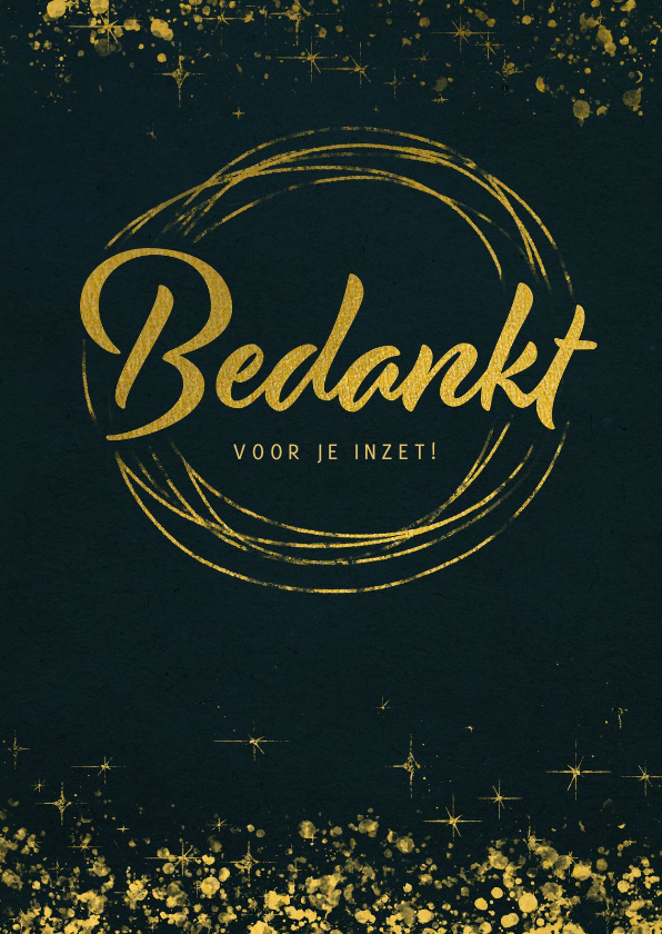 Kerstkaart Bedankt medewerkers met goudspetters - Zakelijke kerstkaarten Zakelijke kerstkaarten - Kerstkaart Bedankt medewerkers met goudspetters