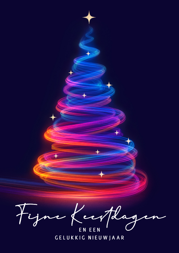 Zakelijke kerstkaarten - Kerstkaart bedrijf kerstboom met lichtjes