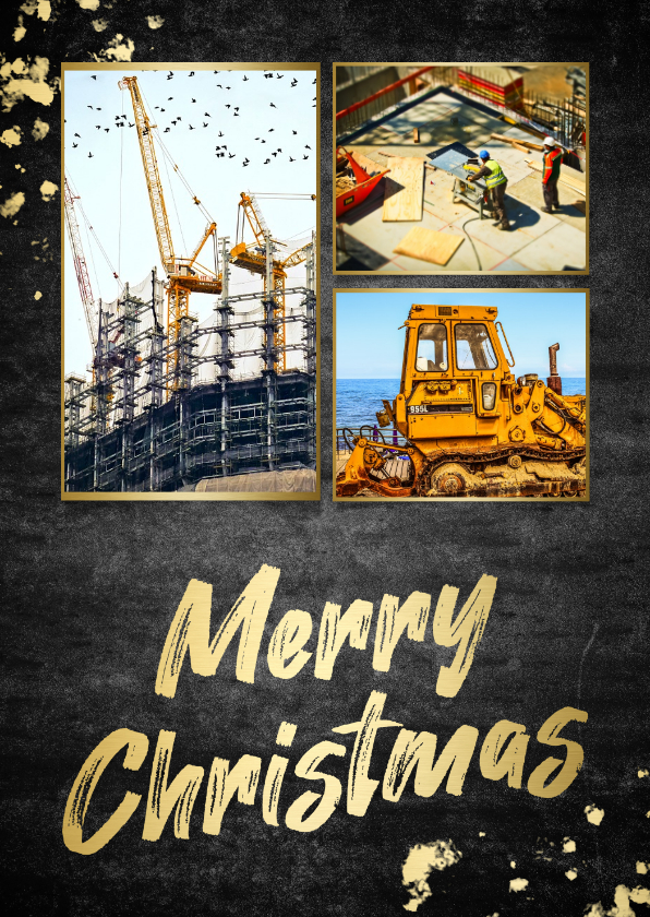 Kerstkaart beton 'merry christmas' fotocollage - Zakelijke kerstkaarten Zakelijke kerstkaarten - Kerstkaart beton 'merry christmas' fotocollage