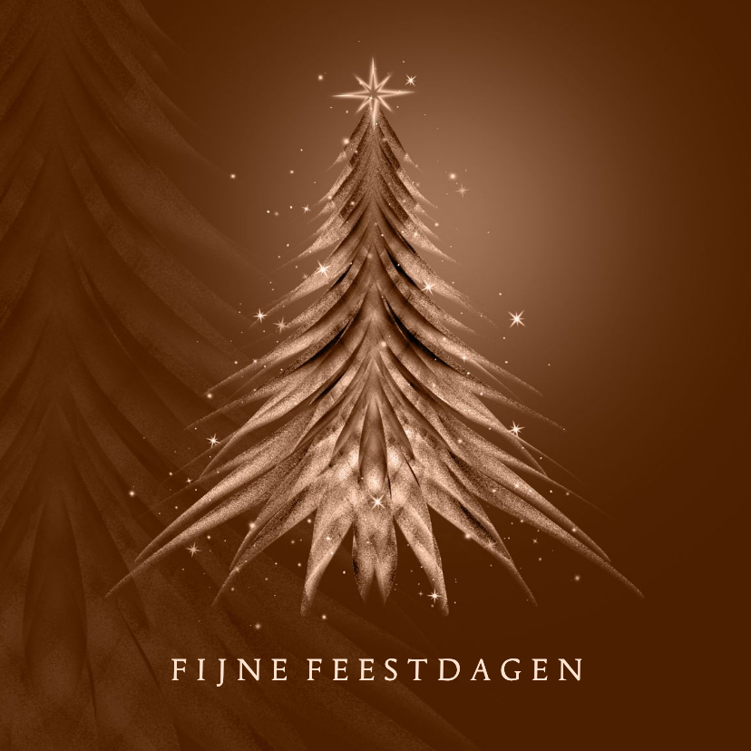 Kerstkaart bruin met kerstboom en sterdecoratie - Zakelijke kerstkaarten Zakelijke kerstkaarten - Kerstkaart bruin met kerstboom en sterdecoratie
