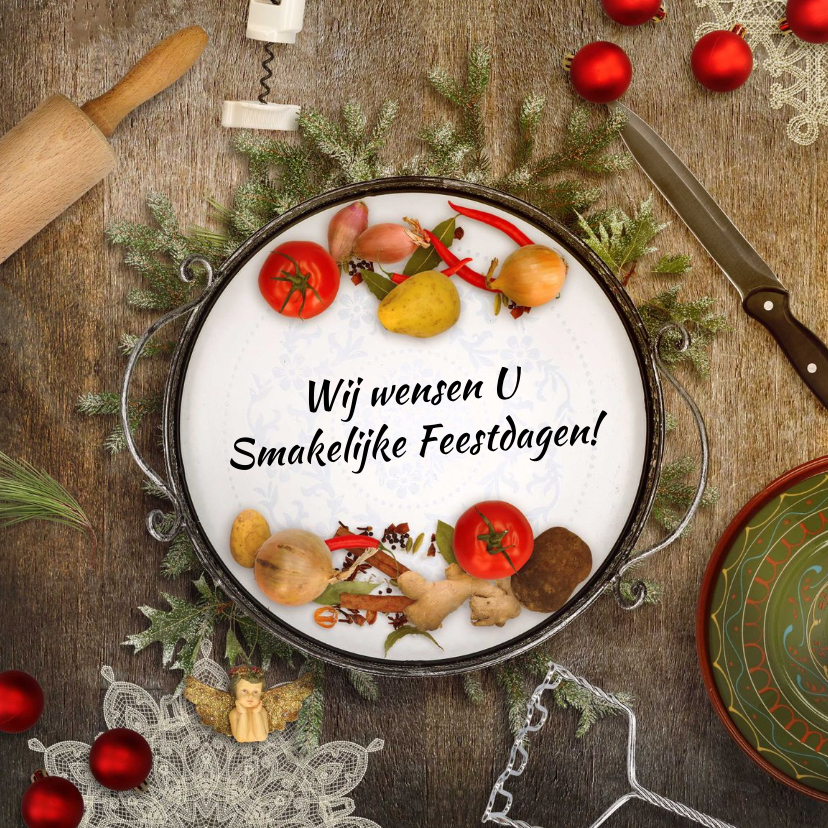 Zakelijke kerstkaarten - Kerstkaart culinair eten sfeer 