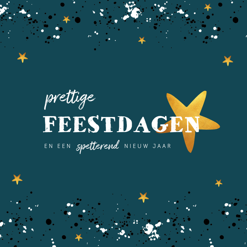 Kerstkaart feestelijk met sterren en spetters - Zakelijke kerstkaarten Zakelijke kerstkaarten - Kerstkaart feestelijk met sterren en spetters