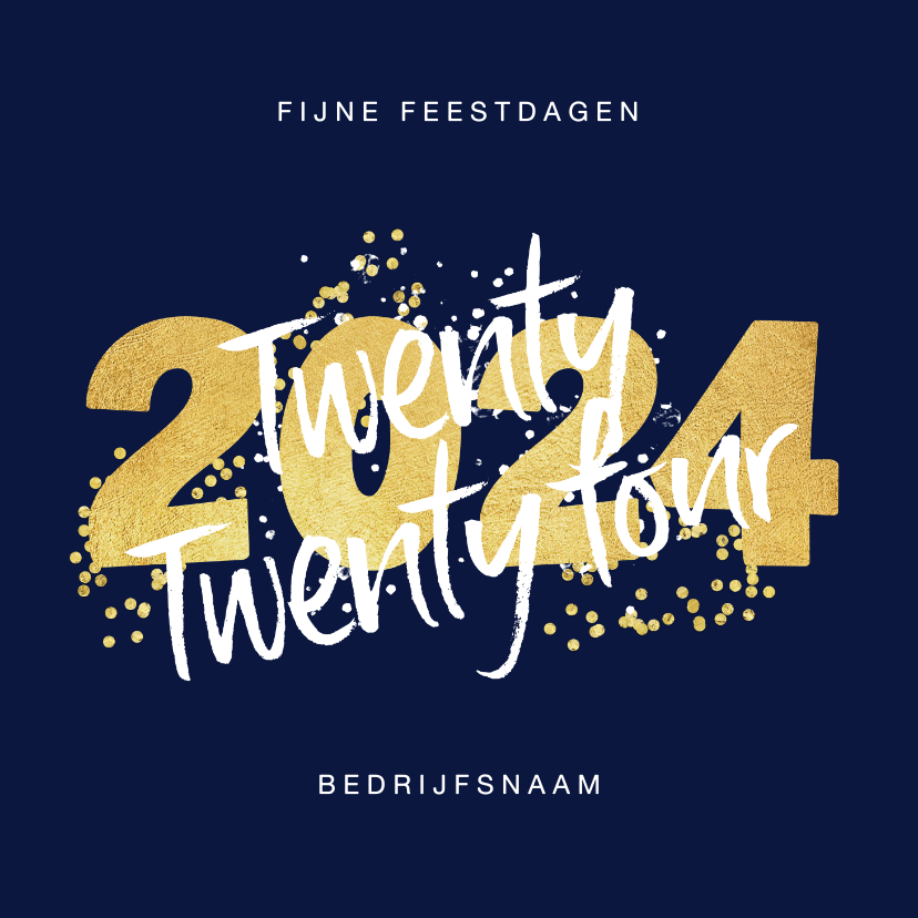 Zakelijke kerstkaarten - Kerstkaart fijne feestdagen 2024 nieuwjaar goud confetti