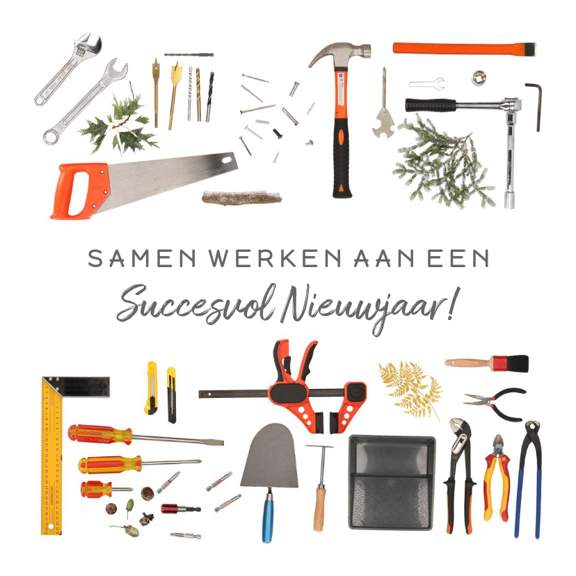 Kerstkaart gereedschap klusbedrijf - Zakelijke kerstkaarten Zakelijke kerstkaarten - Kerstkaart gereedschap klusbedrijf