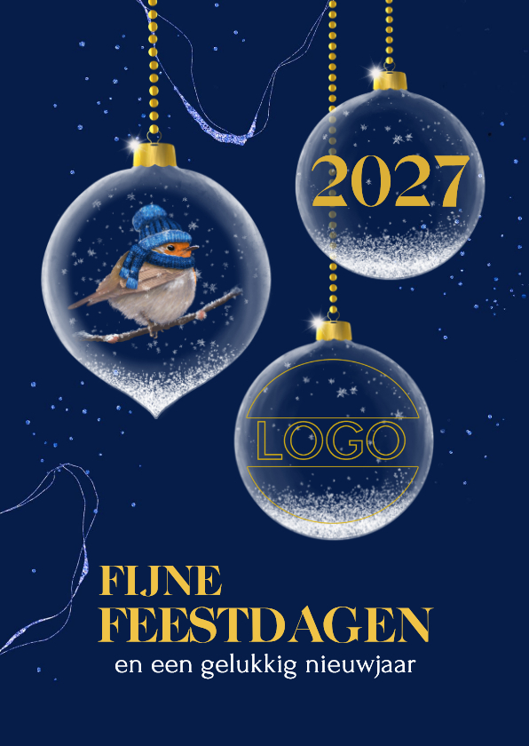 Kerstkaart glazen kerstballen logo - Zakelijke kerstkaarten Zakelijke kerstkaarten - Kerstkaart glazen kerstballen logo