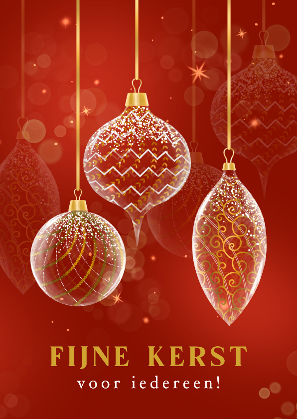 Kerstkaart glazen kerstballen met motief wit en goud - Zakelijke kerstkaarten Zakelijke kerstkaarten - Kerstkaart glazen kerstballen met motief wit en goud