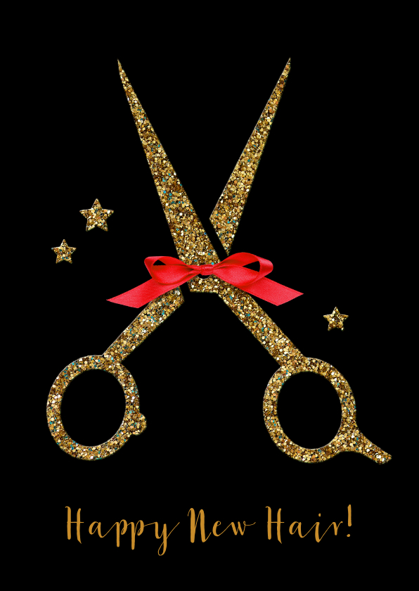 Kerstkaart Kapsalon gouden schaar - Zakelijke kerstkaarten Zakelijke kerstkaarten - Kerstkaart Kapsalon gouden schaar