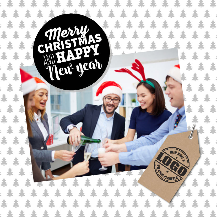 Kerstkaart kerstboompjes en foto - Zakelijke kerstkaarten Zakelijke kerstkaarten - Kerstkaart kerstboompjes en foto